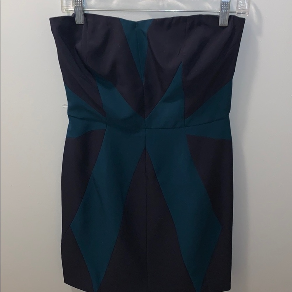 Navy Strapless fitted cocktail dress